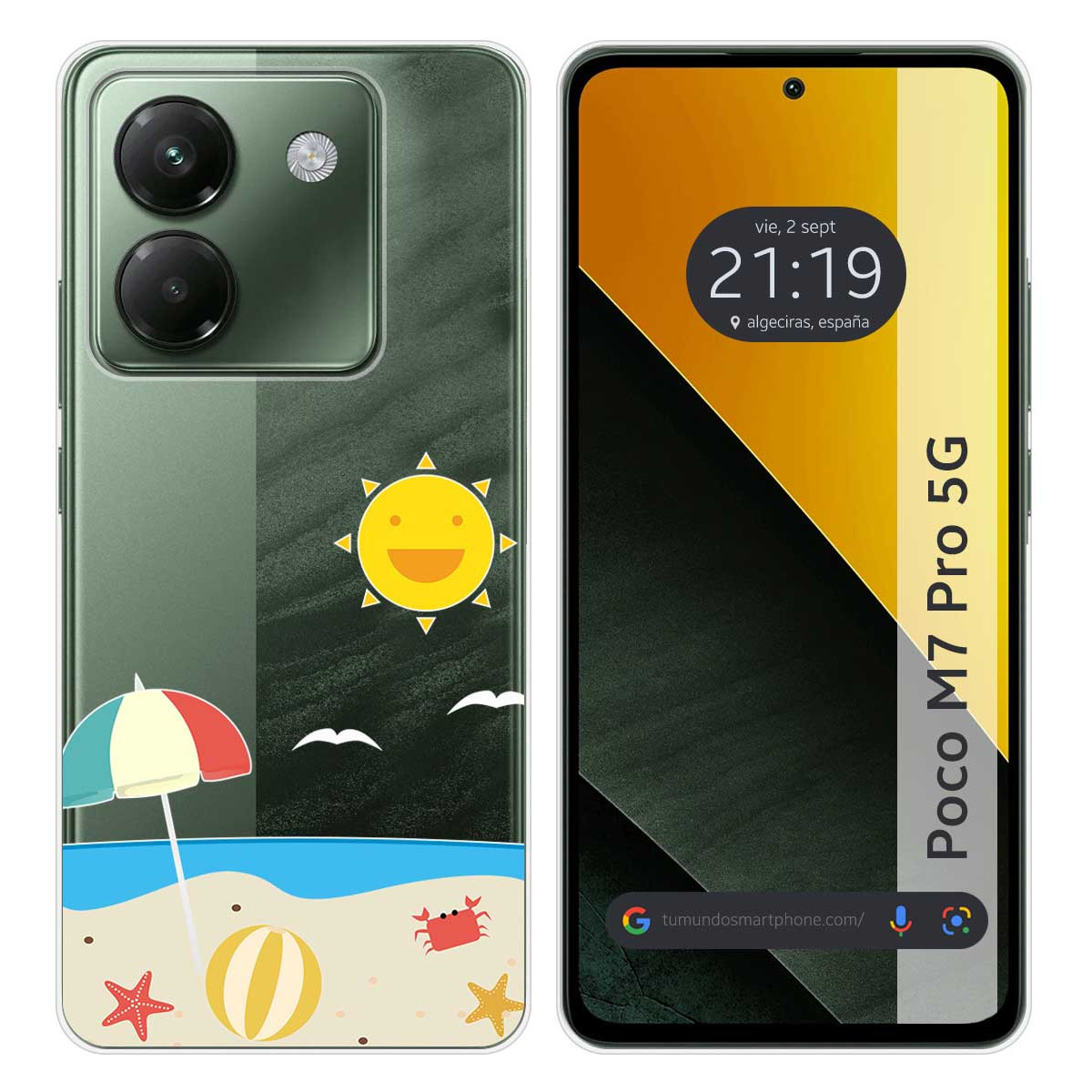 Funda Silicona Transparente para Xiaomi Poco M7 Pro 5G diseño Playa Dibujos