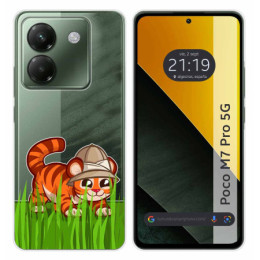 Funda Silicona Transparente para Xiaomi Poco M7 Pro 5G diseño Tigre Dibujos