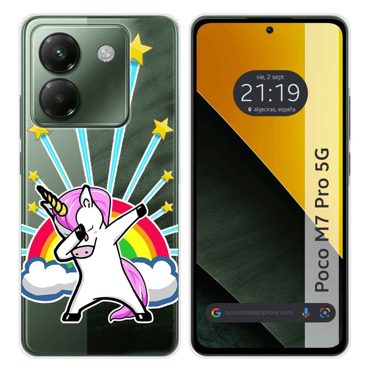 Funda Silicona Transparente para Xiaomi Poco M7 Pro 5G diseño Unicornio Dibujos