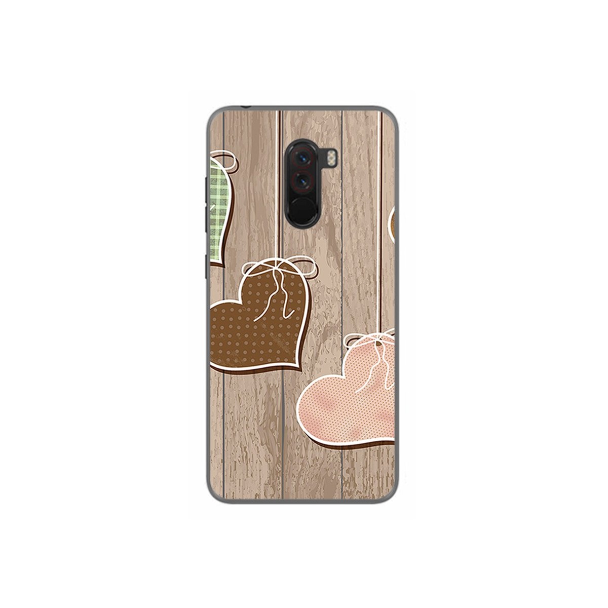 Funda Gel Tpu para Xiaomi Pocophone F1 Diseño Corazones Madera Dibujos