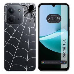 Funda Silicona Transparente para Xiaomi Redmi 15C 4G / 5G diseño Araña Dibujos
