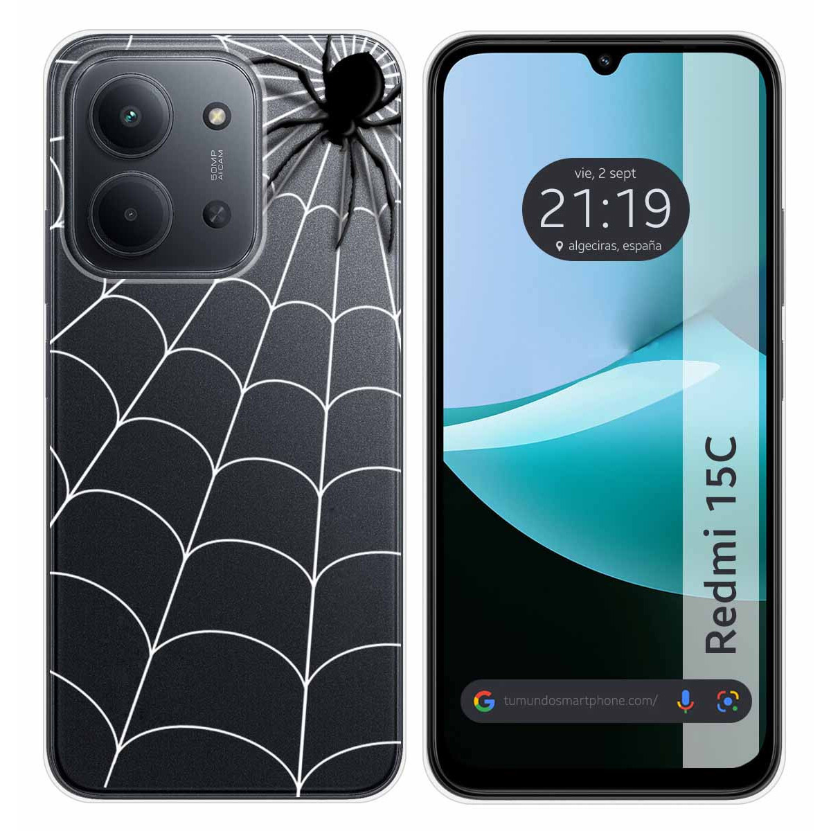 Funda Silicona Transparente para Xiaomi Redmi 15C 4G / 5G diseño Araña Dibujos