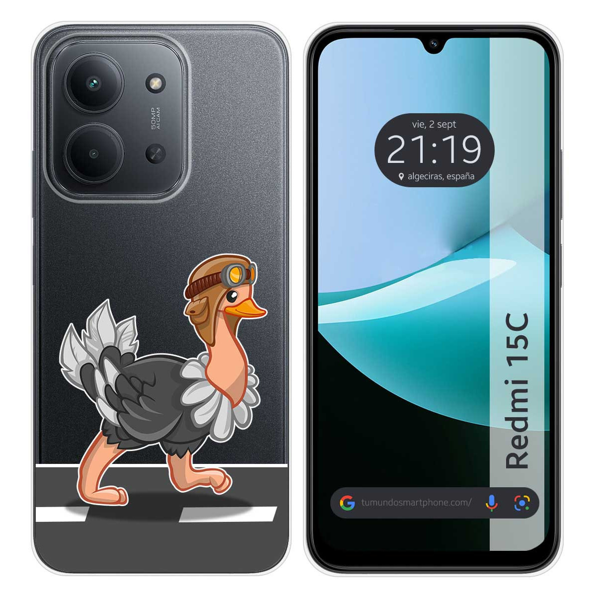 Funda Silicona Transparente para Xiaomi Redmi 15C 4G / 5G diseño Avestruz Dibujos