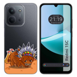 Funda Silicona Transparente para Xiaomi Redmi 15C 4G / 5G diseño Bufalo Dibujos
