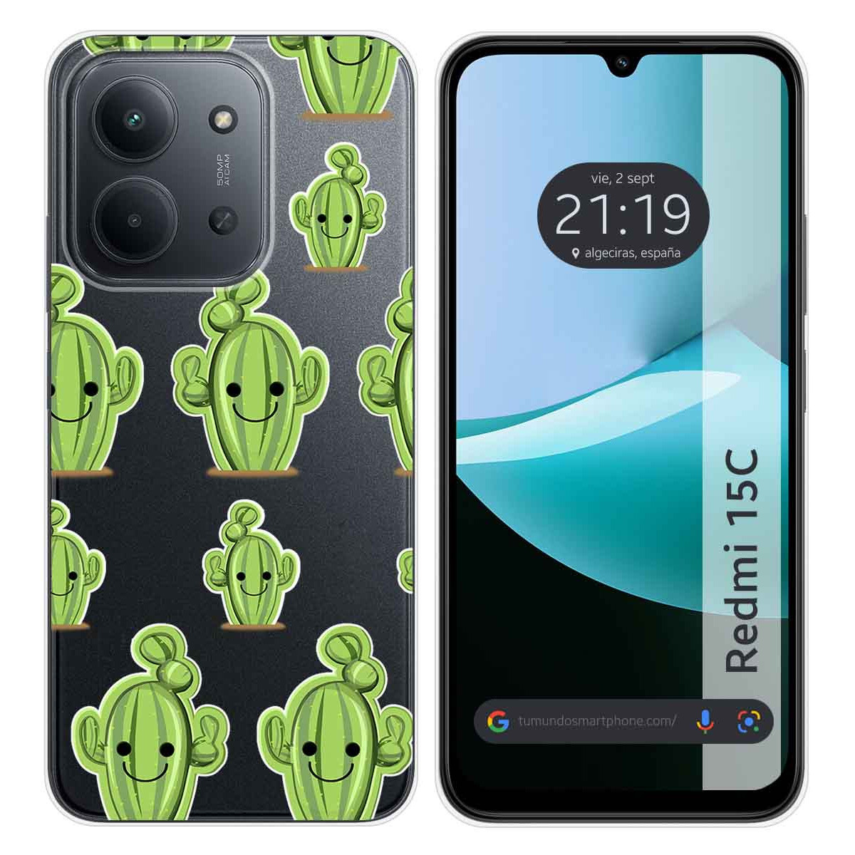 Funda Silicona Transparente para Xiaomi Redmi 15C 4G / 5G diseño Cactus Dibujos