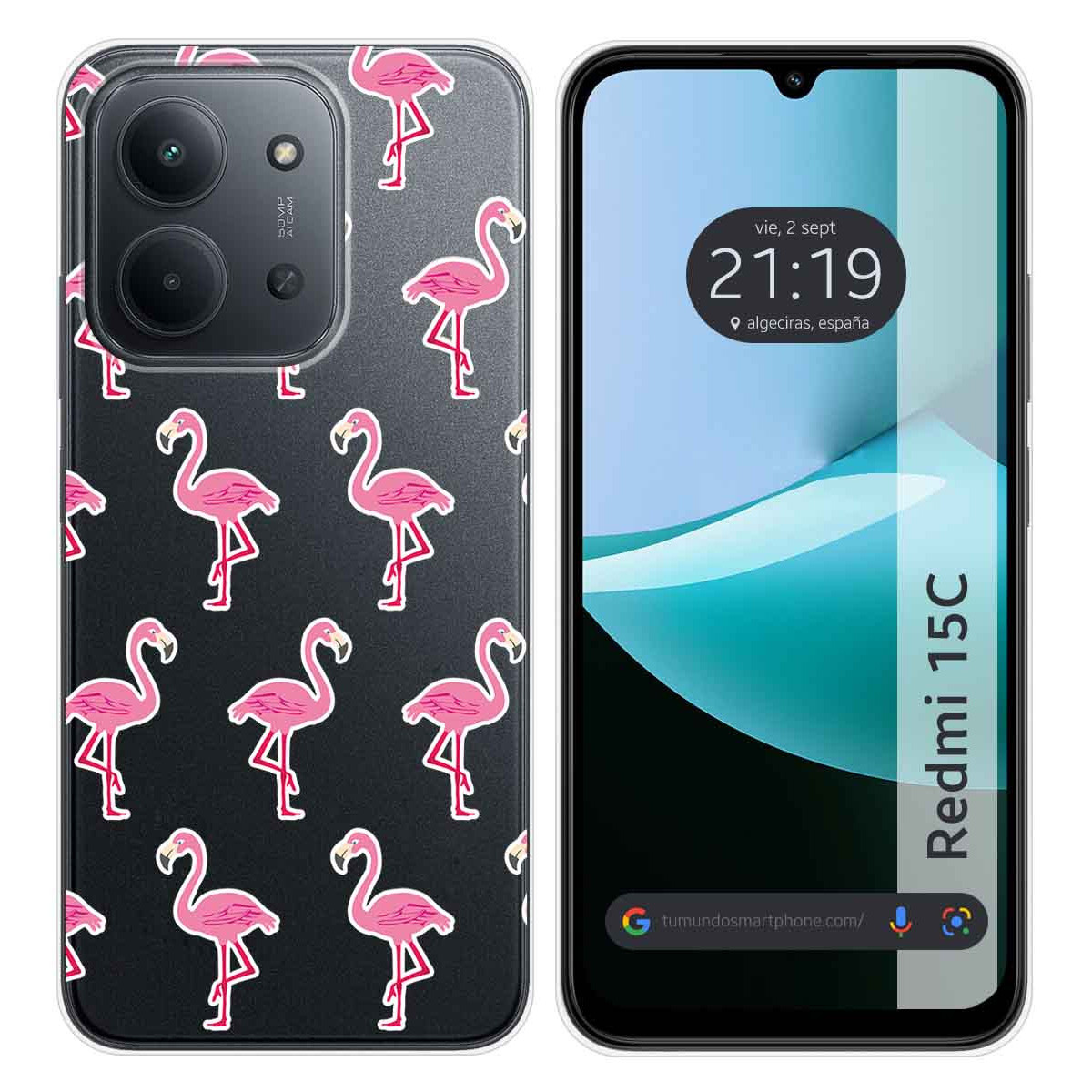 Funda Silicona Transparente para Xiaomi Redmi 15C 4G / 5G diseño Flamenco Dibujos