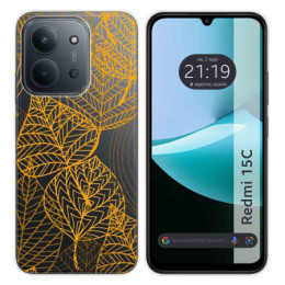 Funda Silicona Transparente para Xiaomi Redmi 15C 4G / 5G diseño Hojas Dibujos