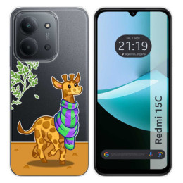 Funda Silicona Transparente para Xiaomi Redmi 15C 4G / 5G diseño Jirafa Dibujos
