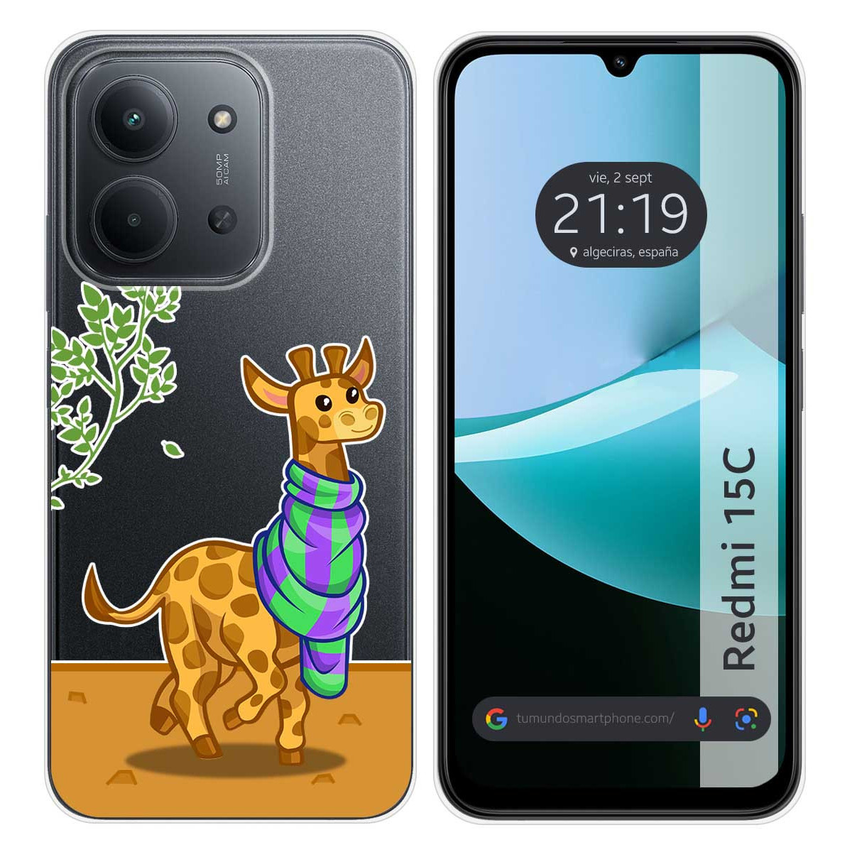 Funda Silicona Transparente para Xiaomi Redmi 15C 4G / 5G diseño Jirafa Dibujos