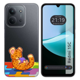Funda Silicona Transparente para Xiaomi Redmi 15C 4G / 5G diseño Leopardo Dibujos