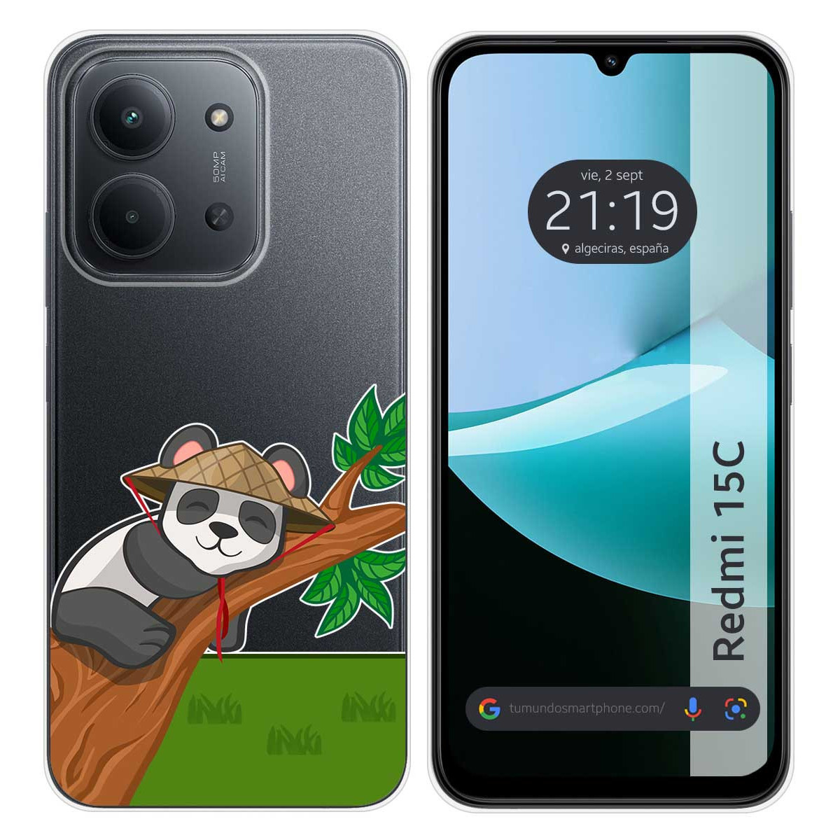 Funda Silicona Transparente para Xiaomi Redmi 15C 4G / 5G diseño Panda Dibujos