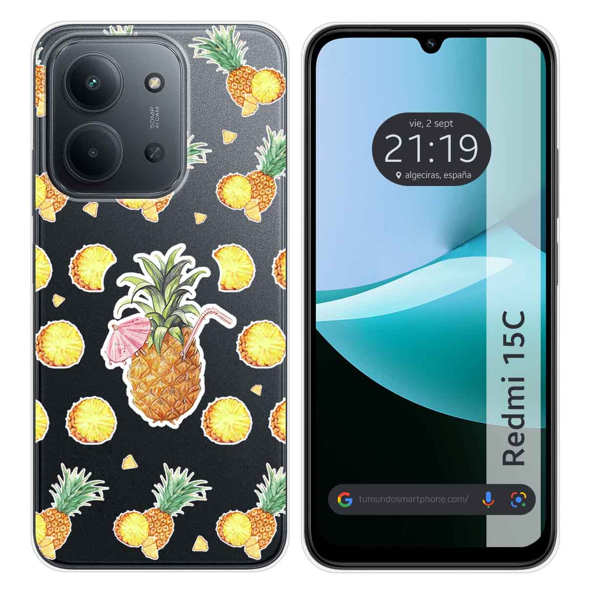 Funda Silicona Transparente para Xiaomi Redmi 15C 4G / 5G diseño Piña Dibujos