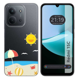 Funda Silicona Transparente para Xiaomi Redmi 15C 4G / 5G diseño Playa Dibujos