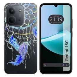 Funda Silicona Transparente para Xiaomi Redmi 15C 4G / 5G diseño Plumas Dibujos