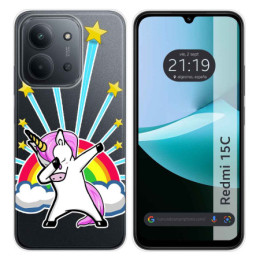 Funda Silicona Transparente para Xiaomi Redmi 15C 4G / 5G diseño Unicornio Dibujos