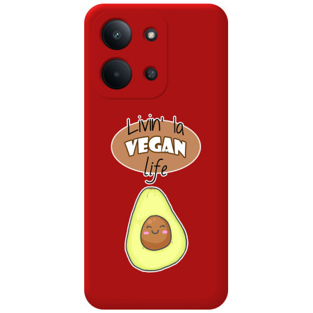 Funda Silicona Líquida Roja para Xiaomi Redmi 15C 4G / 5G diseño Vegan Life Dibujos