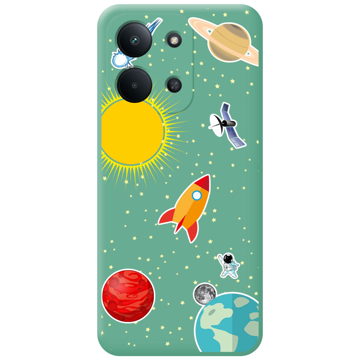 Funda Silicona Líquida Verde para Xiaomi Redmi 15C 4G / 5G diseño Espacio Dibujos
