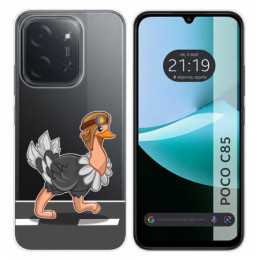Funda Silicona Transparente para Xiaomi Poco C85 diseño Avestruz Dibujos
