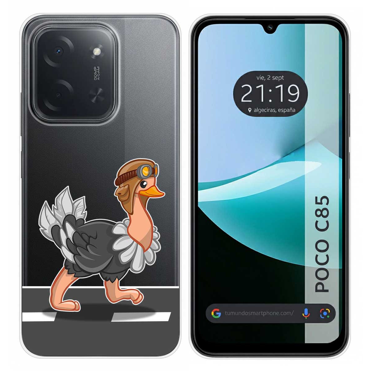 Funda Silicona Transparente para Xiaomi Poco C85 diseño Avestruz Dibujos