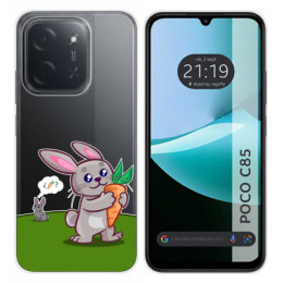 Funda Silicona Transparente para Xiaomi Poco C85 diseño Conejo Dibujos