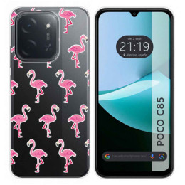 Funda Silicona Transparente para Xiaomi Poco C85 diseño Flamenco Dibujos