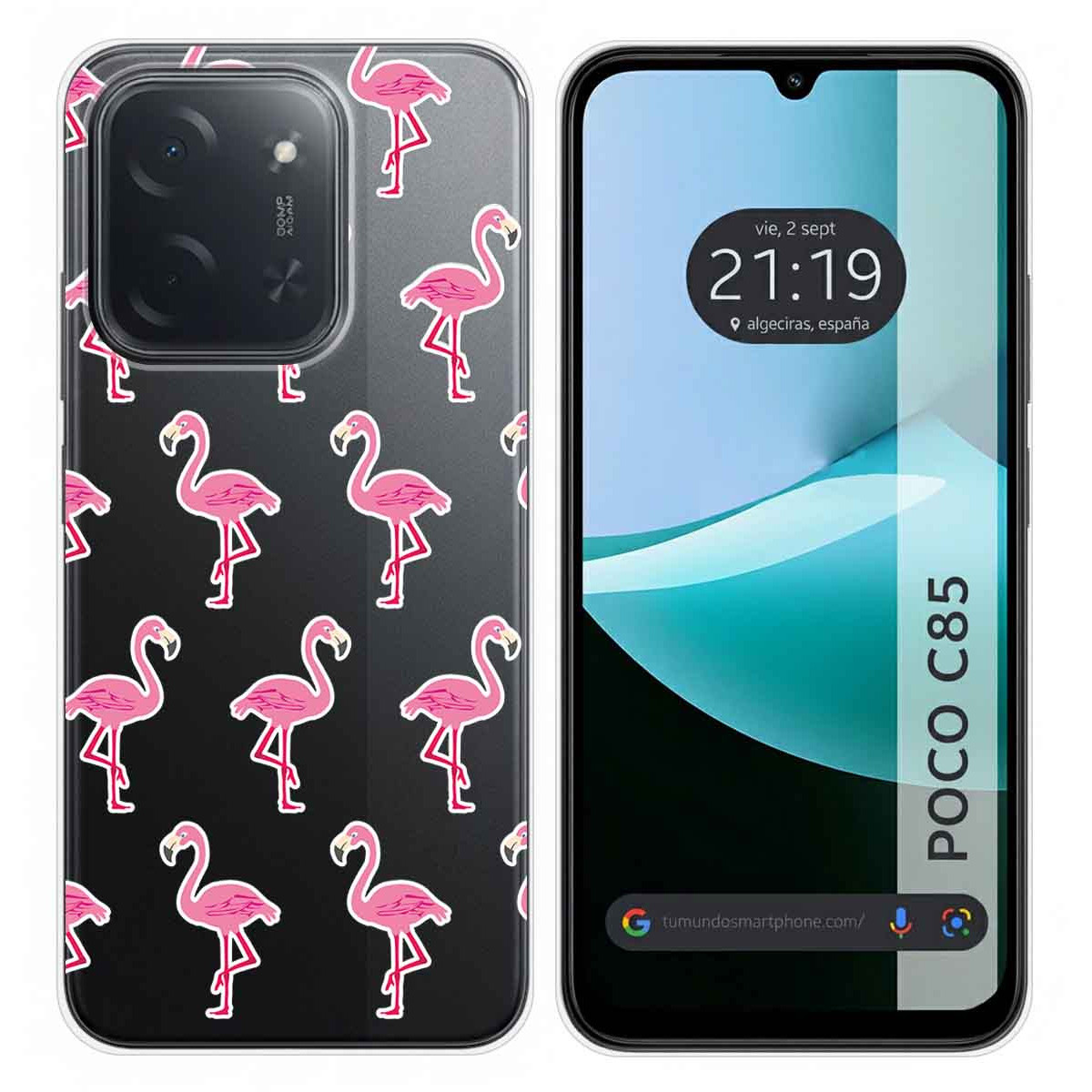 Funda Silicona Transparente para Xiaomi Poco C85 diseño Flamenco Dibujos