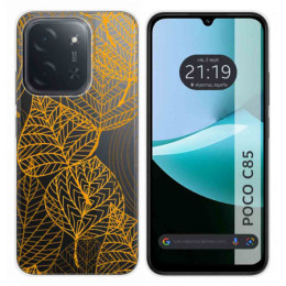 Funda Silicona Transparente para Xiaomi Poco C85 diseño Hojas Dibujos