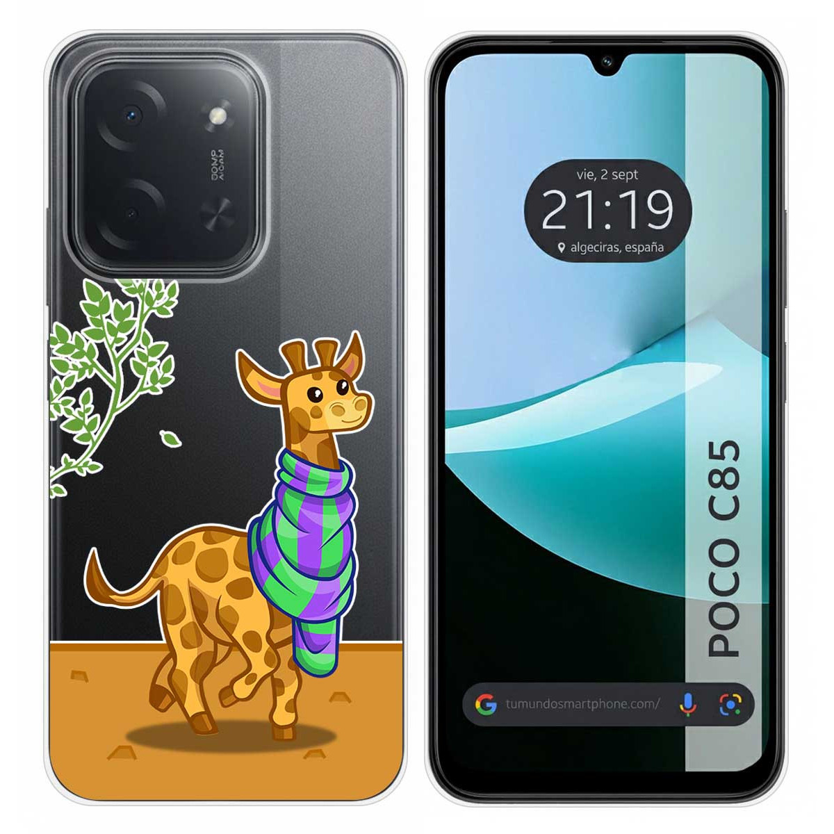 Funda Silicona Transparente para Xiaomi Poco C85 diseño Jirafa Dibujos