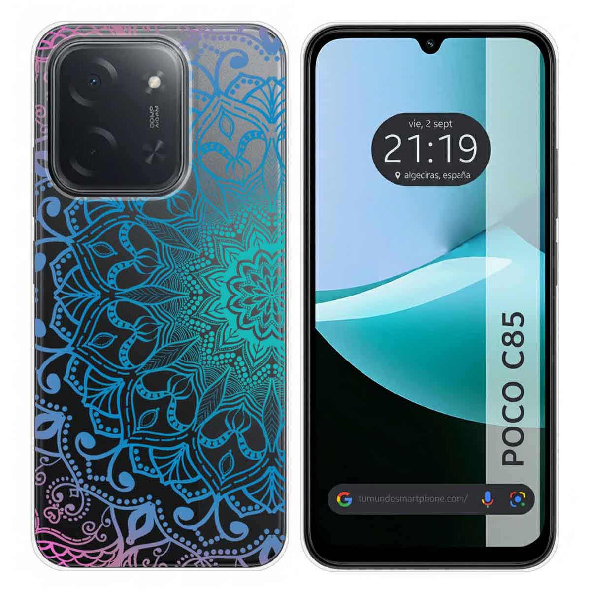 Funda Silicona Transparente para Xiaomi Poco C85 diseño Mandala Dibujos