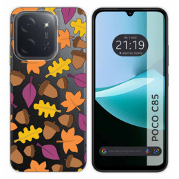 Funda Silicona Transparente para Xiaomi Poco C85 diseño Otoño Dibujos