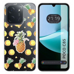 Funda Silicona Transparente para Xiaomi Poco C85 diseño Piña Dibujos