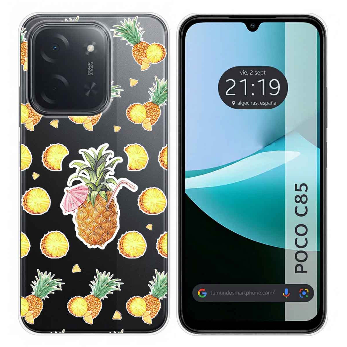 Funda Silicona Transparente para Xiaomi Poco C85 diseño Piña Dibujos