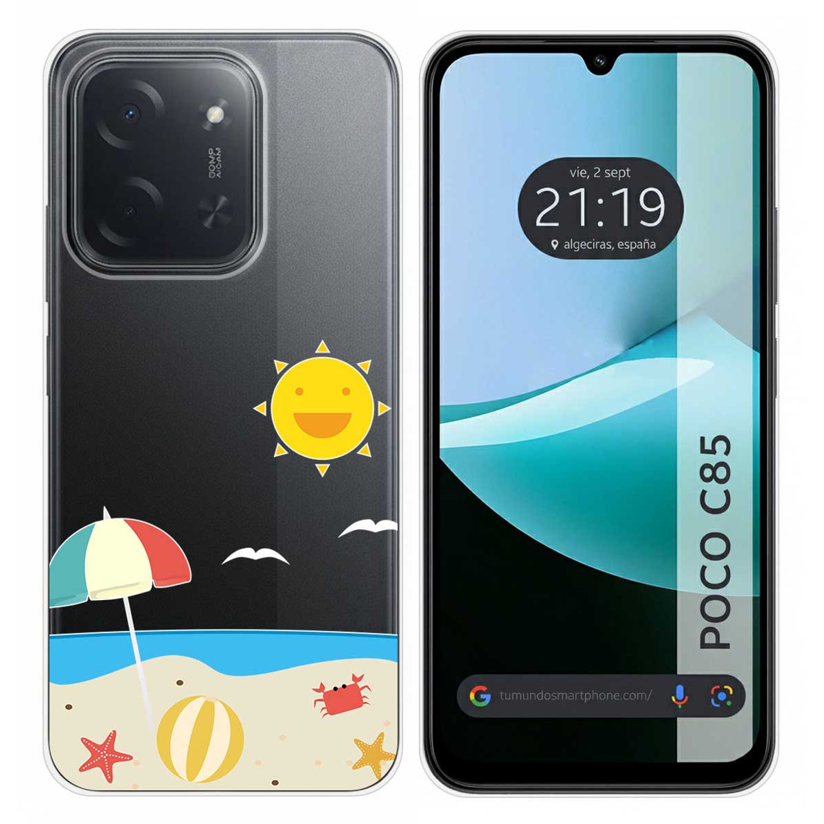 Funda Silicona Transparente para Xiaomi Poco C85 diseño Playa Dibujos