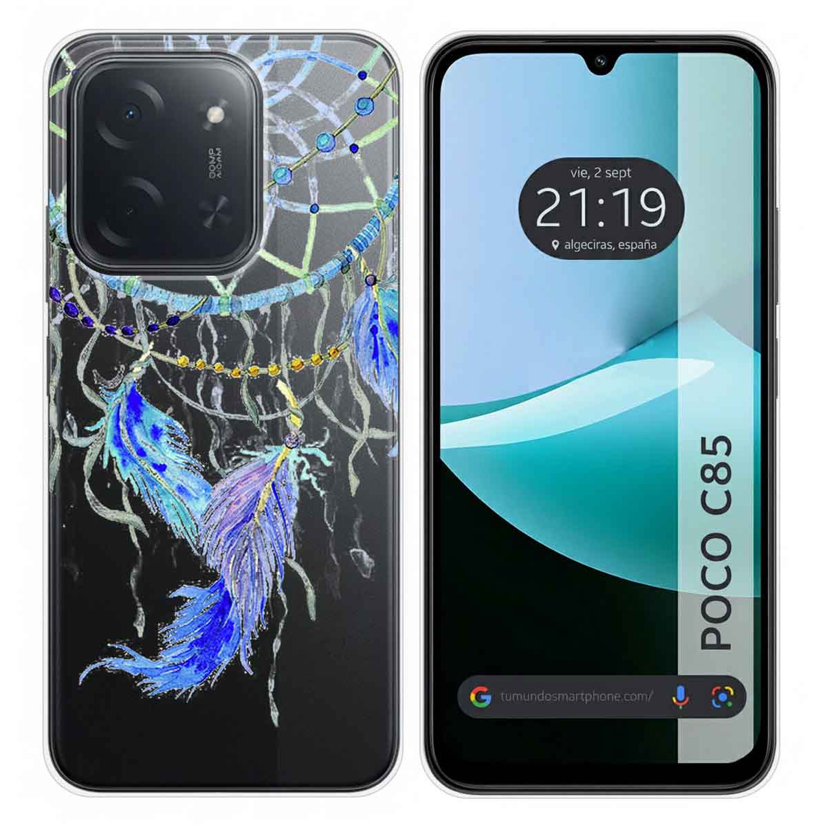 Funda Silicona Transparente para Xiaomi Poco C85 diseño Plumas Dibujos