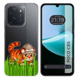 Funda Silicona Transparente para Xiaomi Poco C85 diseño Tigre Dibujos