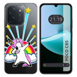 Funda Silicona Transparente para Xiaomi Poco C85 diseño Unicornio Dibujos