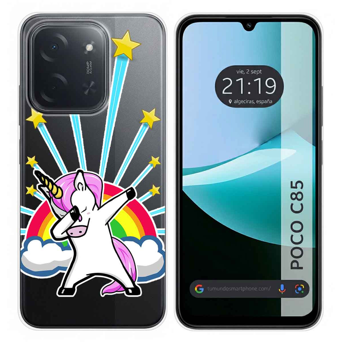 Funda Silicona Transparente para Xiaomi Poco C85 diseño Unicornio Dibujos