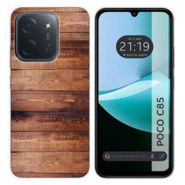 Funda Silicona para Xiaomi Poco C85 diseño Madera 02 Dibujos