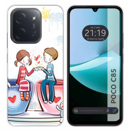 Funda Silicona para Xiaomi Poco C85 diseño Café Dibujos