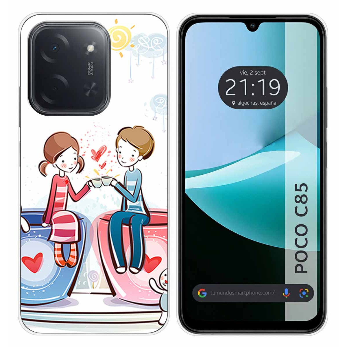 Funda Silicona para Xiaomi Poco C85 diseño Café Dibujos