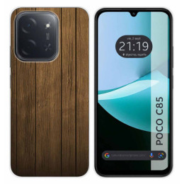 Funda Silicona para Xiaomi Poco C85 diseño Madera Dibujos