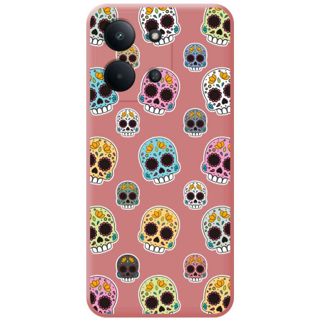 Funda Silicona Líquida Rosa para Xiaomi Poco C85 diseño Catrina Dibujos