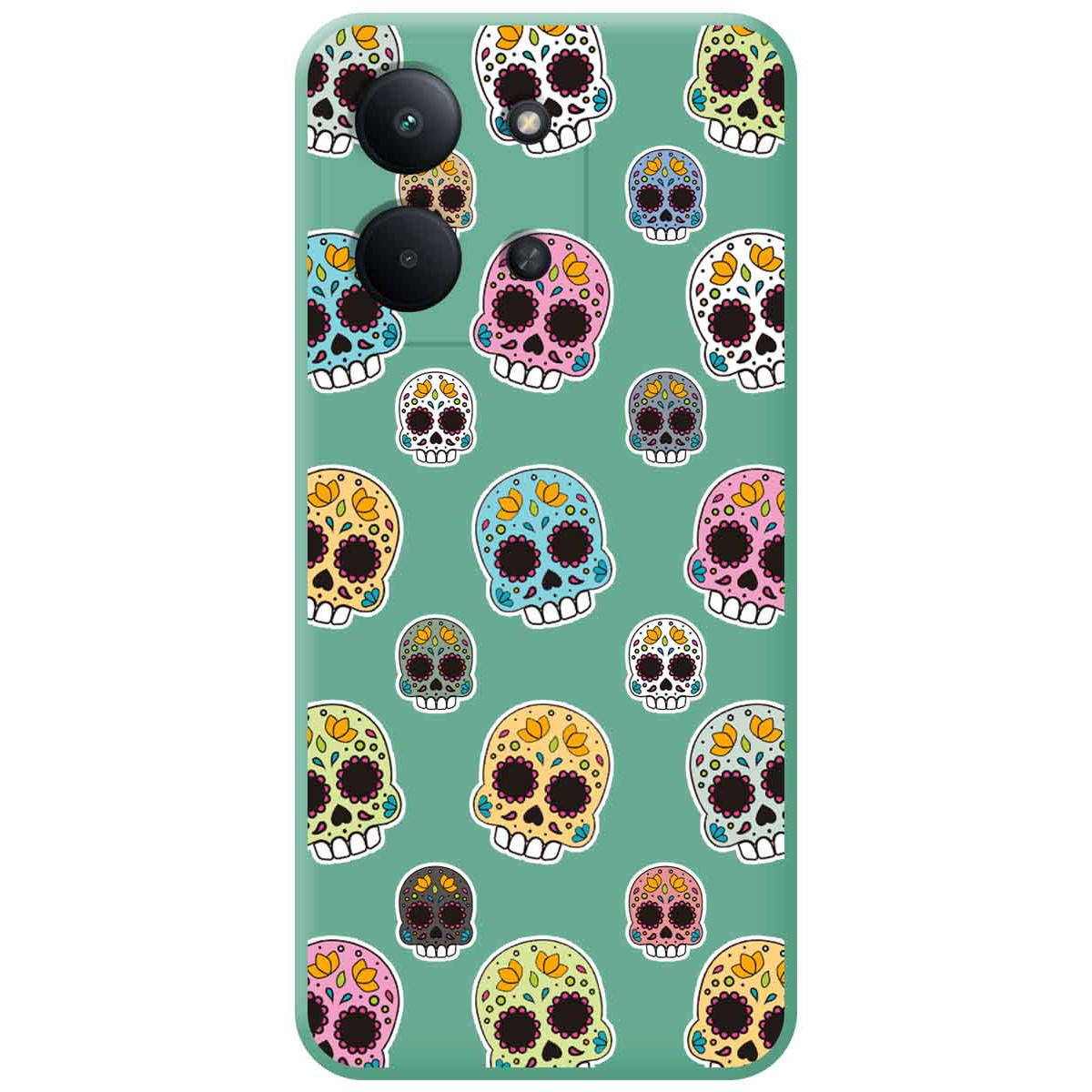 Funda Silicona Líquida Verde para Xiaomi Poco C85 diseño Catrina Dibujos