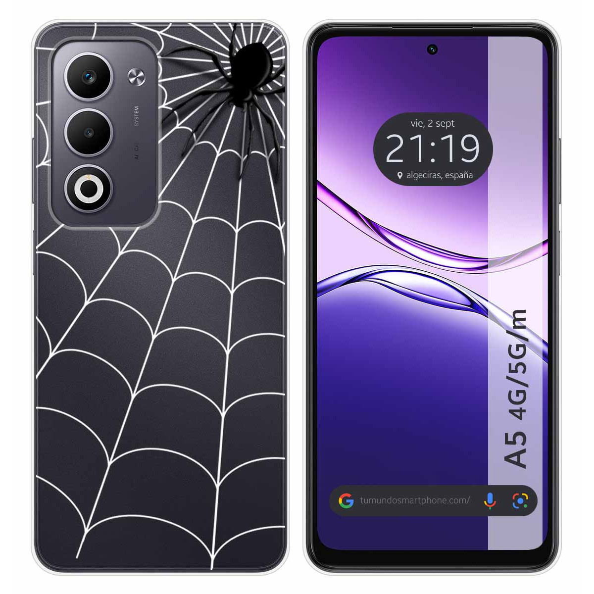 Funda Silicona Transparente para Oppo A5m / A5 4G / 5G diseño Araña Dibujos