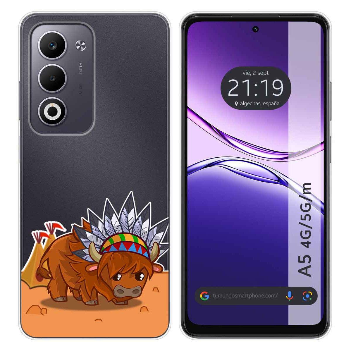 Funda Silicona Transparente para Oppo A5m / A5 4G / 5G diseño Bufalo Dibujos