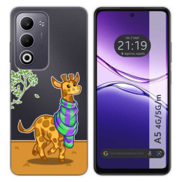 Funda Silicona Transparente para Oppo A5m / A5 4G / 5G diseño Jirafa Dibujos