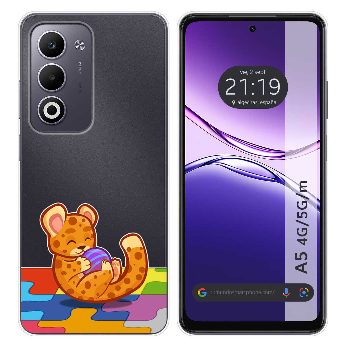 Funda Silicona Transparente para Oppo A5m / A5 4G / 5G diseño Leopardo Dibujos