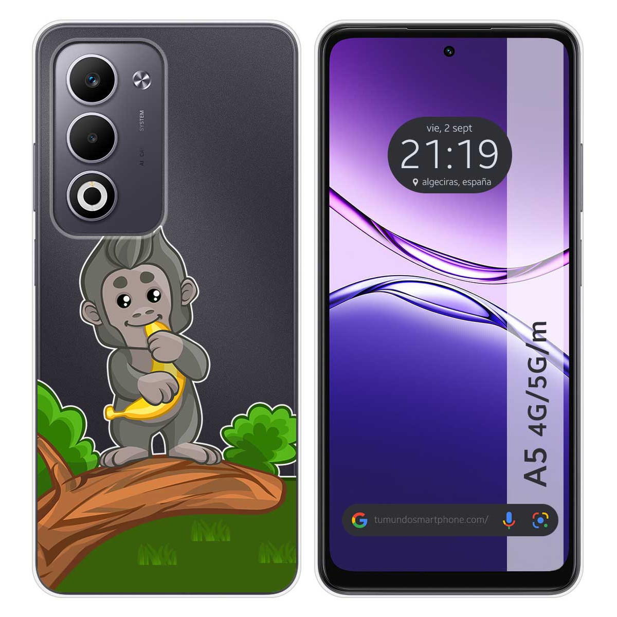 Funda Silicona Transparente para Oppo A5m / A5 4G / 5G diseño Mono Dibujos