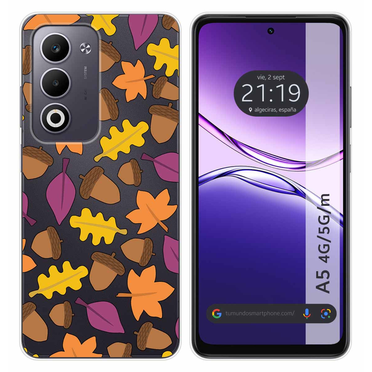 Funda Silicona Transparente para Oppo A5m / A5 4G / 5G diseño Otoño Dibujos