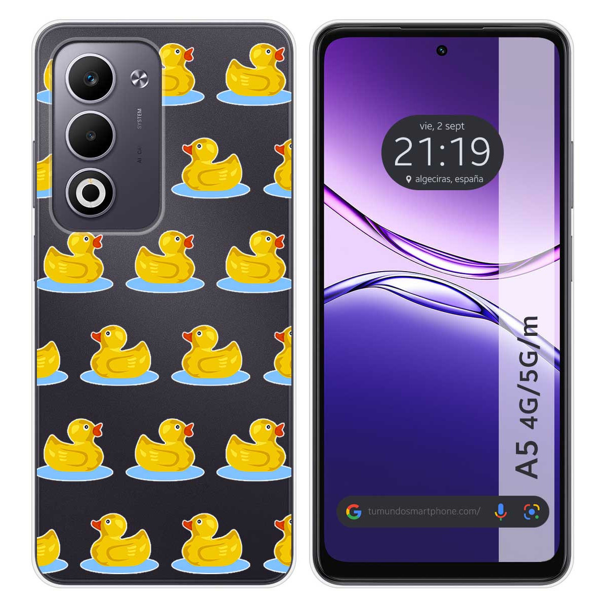 Funda Silicona Transparente para Oppo A5m / A5 4G / 5G diseño Pato Dibujos